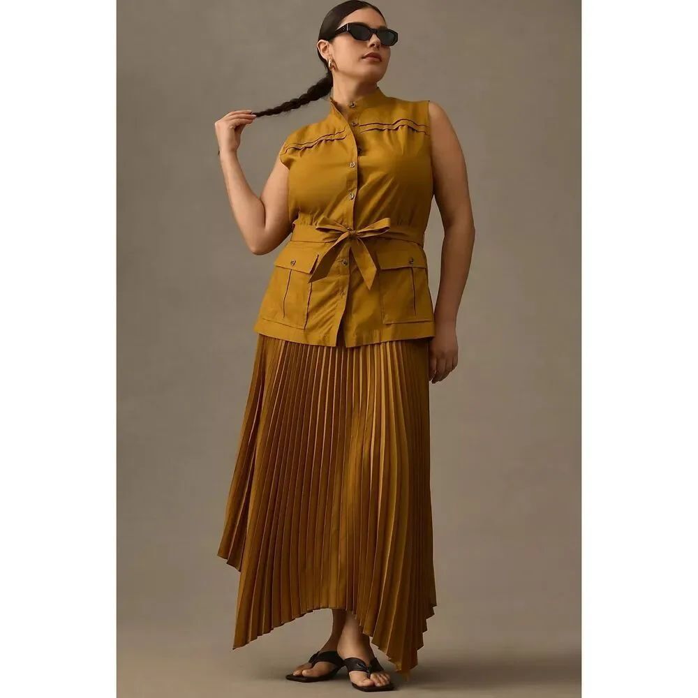Anthropologie Pleated Sleeveless Midi Dress - Picture 5 of 13
